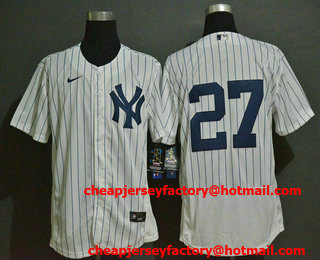 Men's New York Yankees #27 Giancarlo Stanton White Home No Name Stitched MLB Flex Base Nike Jersey