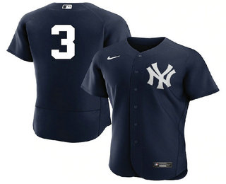 Men's New York Yankees #3 Babe Ruth Black No Name Stitched MLB Flex Base Nike Jersey