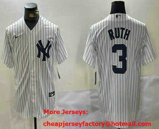 Men's New York Yankees #3 Babe Ruth White Name Stitched Cool Base Nike Jersey