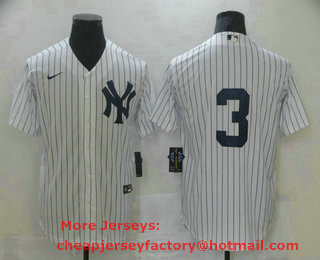 Men's New York Yankees #3 Babe Ruth White No Name Stitched MLB Cool Base Nike Jersey