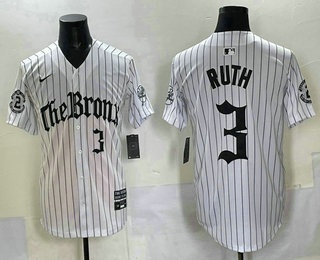 Men's New York Yankees #3 Babe Ruth White Pinstripe Vapor Premier Limited Stitched Jersey