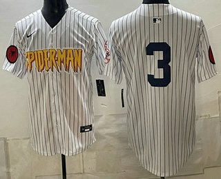 Men's New York Yankees #3 Babe Ruth X Spider Man White Limited Stitched Baseball Jersey