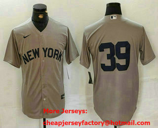 Men's New York Yankees #39 Jose Trevino Grey Cool Base Stitched Jersey