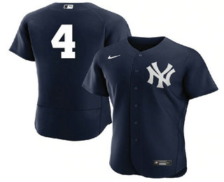 Men's New York Yankees #4 Lou Gehrig Black No Name Stitched MLB Flex Base Nike Jersey