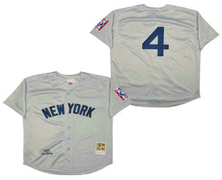 Men's New York Yankees #4 Lou Gehrig Gray Wool 1939 Cooperstown Collection Stitched MLB Throwback Jersey