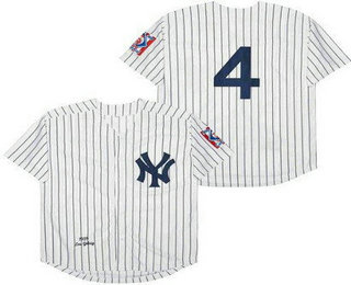 Men's New York Yankees #4 Lou Gehrig White 1939 Throwback Jersey