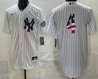 Men's New York Yankees #4 Lou Gehrig White 2026 USA 250 Fourth of July Home Stadium Stitched Jersey