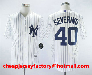 Men's New York Yankees #40 Luis Severino White Home Stitched MLB Cool Base Jersey