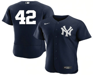 Men's New York Yankees #42 Mariano Rivera Black No Name Stitched MLB Flex Base Nike Jersey