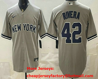 Men's New York Yankees #42 Mariano Rivera Gray Stitched Cool Base Jersey