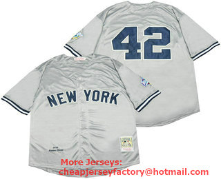 Men's New York Yankees #42 Mariano Rivera Grey 1998 Throwback Stitched MLB Mitchell & Ness Jersey