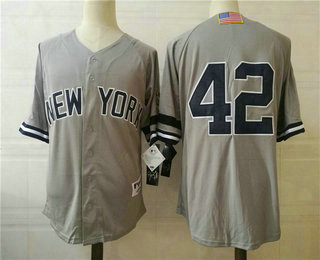 Men's New York Yankees #42 Mariano Rivera Grey 2001 Throwback Cooperstown Collection Stitched MLB Mitchell & Ness Jersey