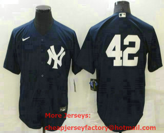 Men's New York Yankees #42 Mariano Rivera No Name Navy Blue Stitched MLB Cool Base Nike Jersey