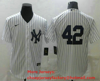 Men's New York Yankees #42 Mariano Rivera No Name White Home Stitched MLB Cool Base Nike Jersey