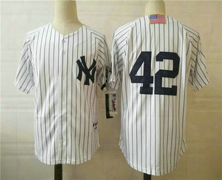 Men's New York Yankees #42 Mariano Rivera White 2001 Throwback Cooperstown Collection Stitched MLB Mitchell & Ness Jersey