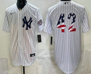 Men's New York Yankees #42 Mariano Rivera White 2026 USA 250 Fourth of July Home Stadium Stitched Jersey
