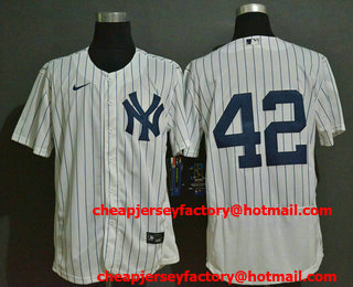 Men's New York Yankees #42 Mariano Rivera White Home No Name Stitched MLB Flex Base Nike Jersey