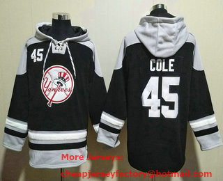 Men's New York Yankees #45 Gerrit Cole Black Ageless Must Have Lace Up Pullover Hoodie