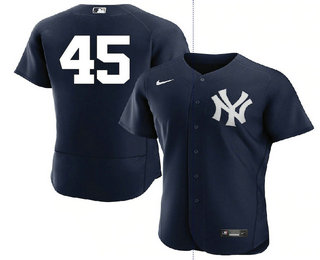 Men's New York Yankees #45 Gerrit Cole Black No Name Stitched MLB Flex Base Nike Jersey