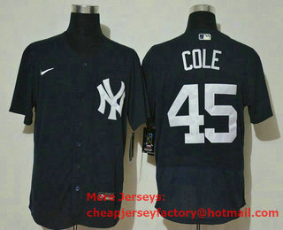 Men's New York Yankees #45 Gerrit Cole Black Stitched MLB Flex Base Nike Jersey