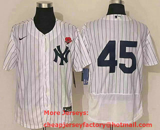 Men's New York Yankees #45 Gerrit Cole NEW White No Name Stitched MLB Flex Base Nike Jersey