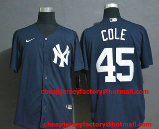Men's New York Yankees #45 Gerrit Cole Navy Blue Stitched MLB Cool Base Nike Jersey