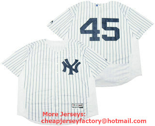 Men's New York Yankees #45 Gerrit Cole White Home No Name Stitched MLB Flex Base Jersey
