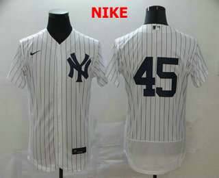 Men's New York Yankees #45 Gerrit Cole White Home No Name Stitched MLB Flex Base Nike Jersey