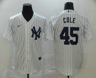 Men's New York Yankees #45 Gerrit Cole White Home Stitched MLB Cool Base Nike Jersey