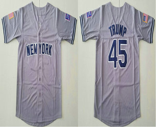 Men's New York Yankees #45th Presidential Candidate Donald Trump Gray Jersey