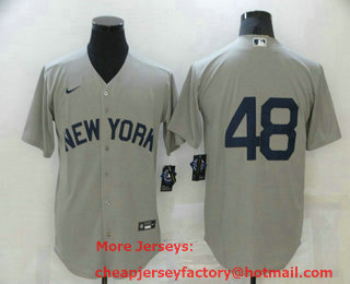 Men's New York Yankees #48 Anthony Rizzo 2021 Grey Field of Dreams Cool Base Stitched Baseball Jersey