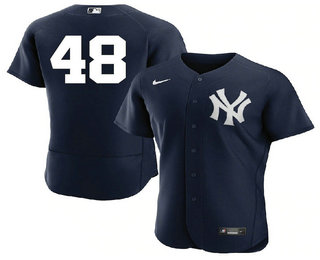 Men's New York Yankees #48 Anthony Rizzo Black No Name Stitched MLB Flex Base Nike Jersey