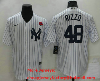 Men's New York Yankees #48 Anthony Rizzo White Stitched Rose Nike Cool Base Throwback Jersey