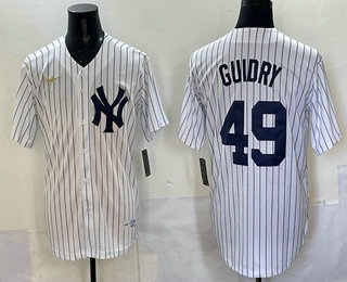 Men's New York Yankees #49 Ron Guidry White Cool Base Stitched Jersey