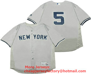 Men's New York Yankees #5 Grey No Name Stitched MLB Flex Base Jersey