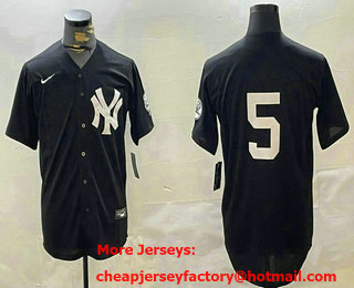 Men's New York Yankees #5 Joe DiMaggio Black Without Name Fashion Cool Base Stitched Baseball Jersey