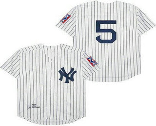 Men's New York Yankees #5 Joe DiMaggio White 1939 Throwback Jersey
