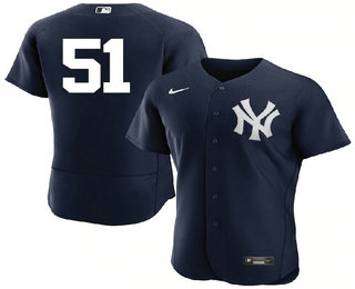 Men's New York Yankees #51 Bernie Williams Black No Name Stitched MLB Flex Base Nike Jersey