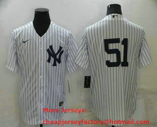Men's New York Yankees #51 Bernie Williams White No Name Stitched MLB Nike Cool Base Jersey
