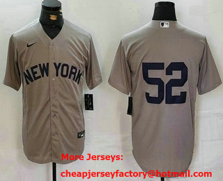 Men's New York Yankees #52 CC Sabathia Grey Cool Base Stitched Jersey