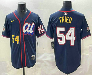 Men's New York Yankees #54 Max Fried Number Navy 2025 All Star Limited Stitched Jersey