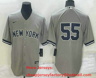 Men's New York Yankees #55 Domingo German No Name Grey Stitched MLB Cool Base Nike Jersey