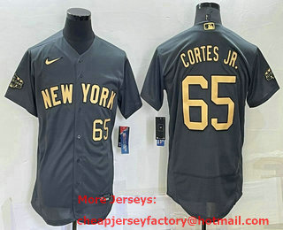Men's New York Yankees #65 Nestor Cortes Jr Number Grey 2022 All Star Stitched Flex Base Nike Jersey