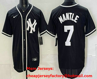 Men's New York Yankees #7 Mickey Mantle 2026 Black Fashion Cool Base Jersey