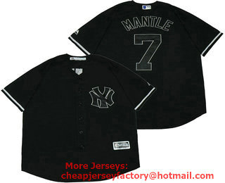 Men's New York Yankees #7 Mickey Mantle Black Stitched MLB Cool Base Fashion Jersey