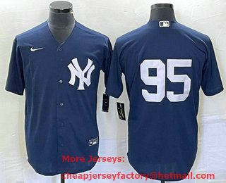 Men's New York Yankees #95 Oswaldo Cabrera Navy Blue Cool Base Stitched Baseball Jersey