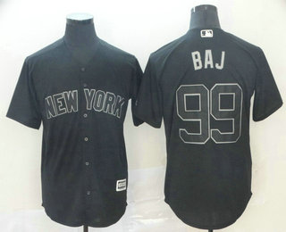 Men's New York Yankees #99 Aaron Judge Baj Black 2019 Players' Weekend Stitched Nickname Jersey