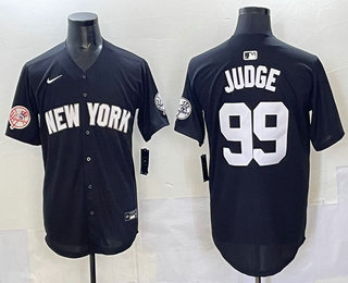Men's New York Yankees #99 Aaron Judge Black Limited Stitched Jersey