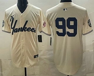 Men's New York Yankees #99 Aaron Judge Cream Limited Stitched Jersey