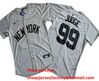 Men's New York Yankees #99 Aaron Judge Gray Limited Player Name Cool Base Jersey